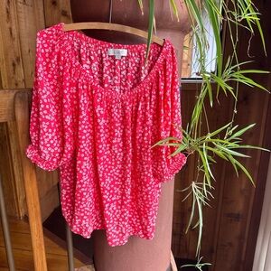 Flowy red Loft peasant top